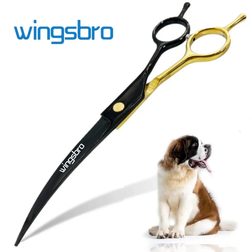 Tesoura curva de 7,5 polegadas para tosa de cães, tesoura profissional curva para animais de estimação, tesoura curva para cães e gatos.