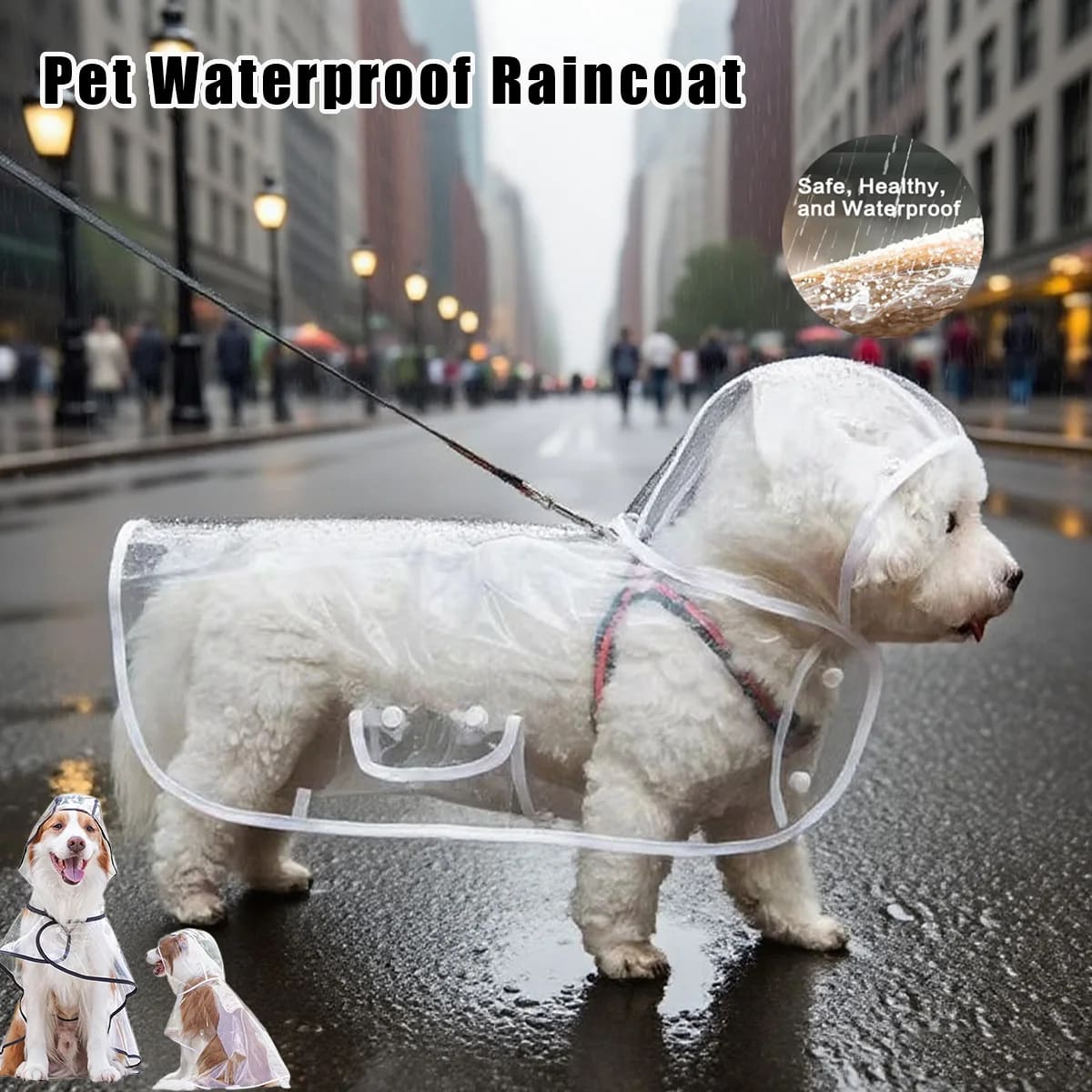 Capa de Chuva Impermeável em PVC para Pets – Roupa de Chuva para Cães