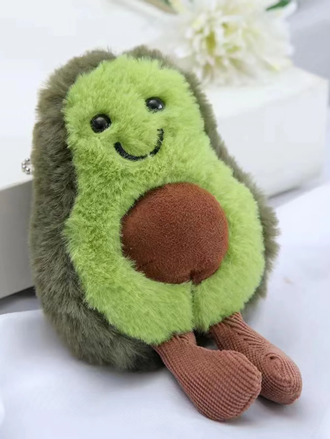 Brinquedo de pelúcia para pets, companhia diária de cães e gatos, mochila de abacate fofa, corrente suspensa