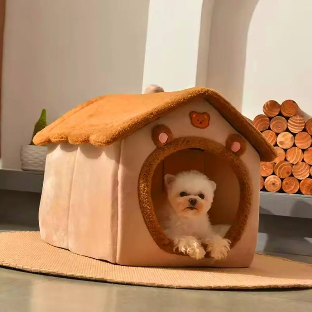Casa quente para gatos e cães, inverno quente e espessada para animais de estimação, universal para todas as estações, destacável e lavável, fofa, nova e confortável