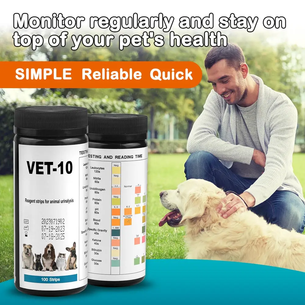 Tiras de Teste de Urina para Cães e Gatos – Kit com 100 Unidades