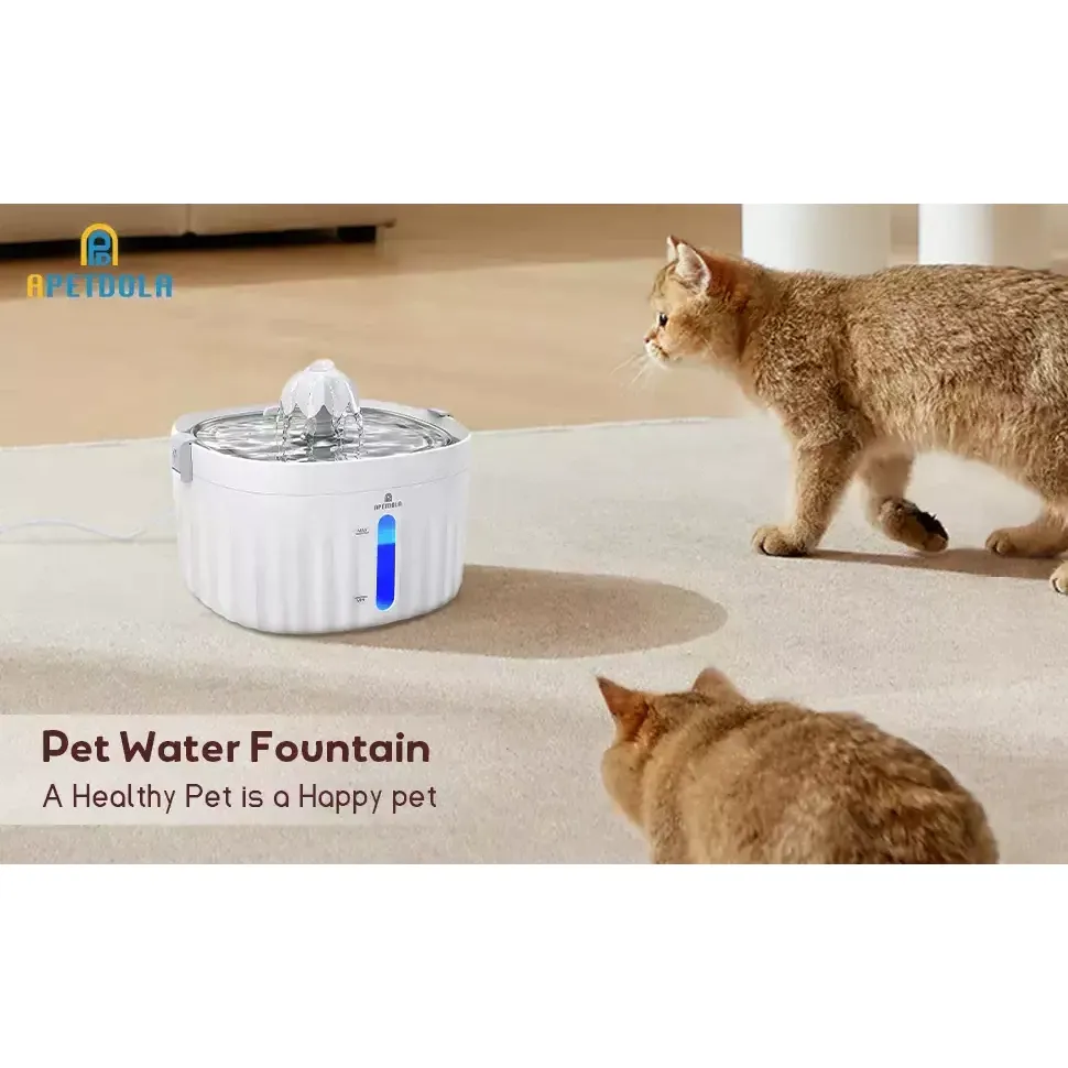 Fonte Automática de Água para Gatos 2L em Aço Inoxidável – Ultra Silenciosa com Filtro